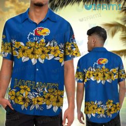 Kansas Jayhawks Hawaiian Shirt Hibiscus Pattern Kansas Jayhawks Gift