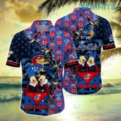 Kansas Jayhawks Hawaiian Shirt Mickey Minnie Coconut Tree Best Jayhawk Gifts