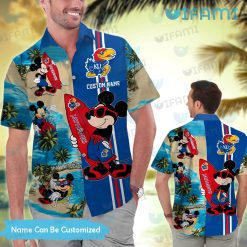 Kansas Jayhawks Hawaiian Shirt Mickey Surfing Beach Custom Kansas Jayhawks Gift