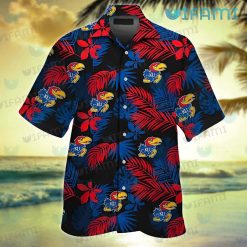 Kansas Jayhawks Hawaiian Shirt Palm Leaves Kansas Jayhawks Gift