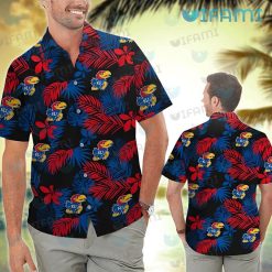 Kansas Jayhawks Hawaiian Shirt Palm Leaves Kansas Jayhawks Gift