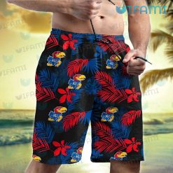 Kansas Jayhawks Hawaiian Shirt Palm Leaves Kansas Jayhawks Short