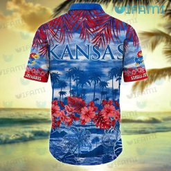 Kansas Jayhawks Hawaiian Shirt Palm Tree Beach Kansas Jayhawks Present Back
