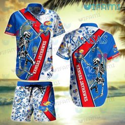 Kansas Jayhawks Hawaiian Shirt Skeleton Dancing Kansas Jayhawks Gift