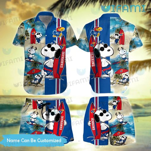 Kansas Jayhawks Hawaiian Shirt Snoopy Surfing Beach Best Jayhawk Gifts