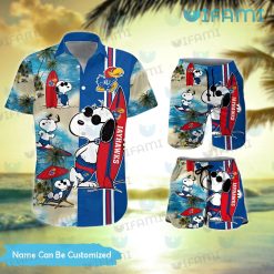 Kansas Jayhawks Hawaiian Shirt Snoopy Surfing Beach Best Jayhawk Gifts