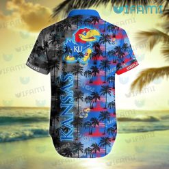 Kansas Jayhawks Hawaiian Shirt Sunset Dark Coconut Tree Best Jayhawk Present Back