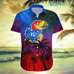 Kansas Jayhawks Hawaiian Shirt Tropical Tree Kansas Jayhawks Present
