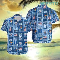 Kansas Jayhawks Hawaiian Shirt USA Flag Tapa Design Best Jayhawk Gift