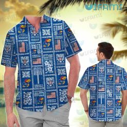 Kansas Jayhawks Hawaiian Shirt USA Flag Tapa Design Best Jayhawk Gifts