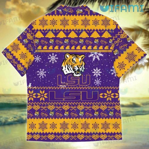 LSU Hawaiian Shirt Baby Yoda Christmas Lights LSU Gift