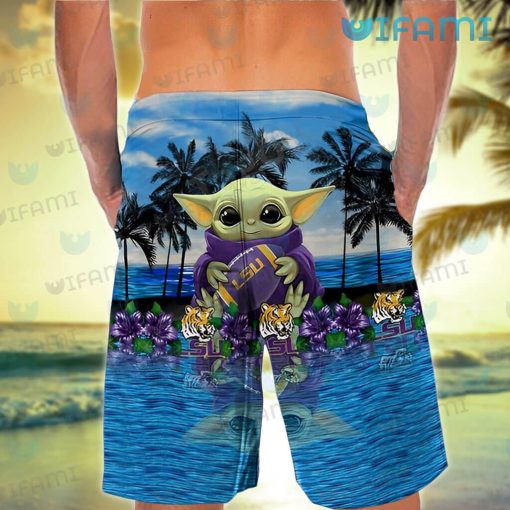 LSU Hawaiian Shirt Baby Yoda Summer Beach LSU Gift