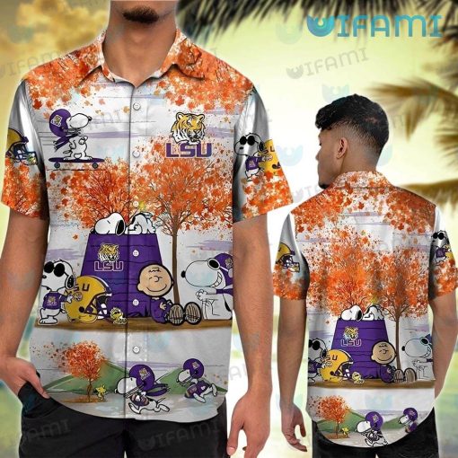 LSU Hawaiian Shirt Charlie Snoopy Woodstock Autumn LSU Gift