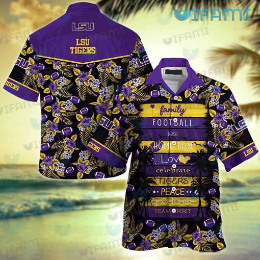 LSU Hawaiian Shirt Football Love Peace LSU Gift