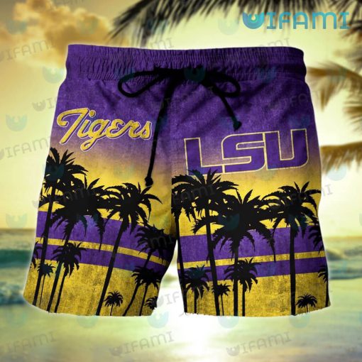 LSU Hawaiian Shirt Grunge Coconut Tree LSU Gift