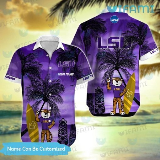 LSU Hawaiian Shirt Mascot Tiki Surfboard Personalized LSU Gift