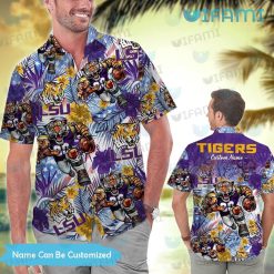 LSU Hawaiian Shirt Mascot Tropical Flower Personalized LSU Gift