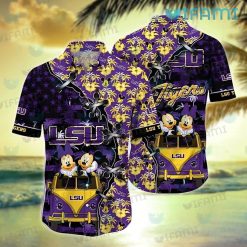 LSU Hawaiian Shirt Mickey Minnie Stitches Coconut Tree LSU Gift