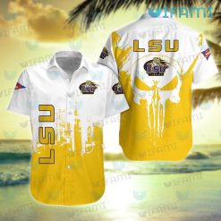 LSU Hawaiian Shirt Punisher Skull Melting Pattern LSU Gift