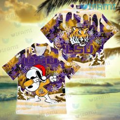 LSU Hawaiian Shirt Snoopy Dabbing Snowflake LSU Gift