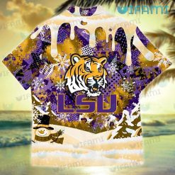 LSU Hawaiian Shirt Snoopy Dabbing Snowflake LSU Present Back