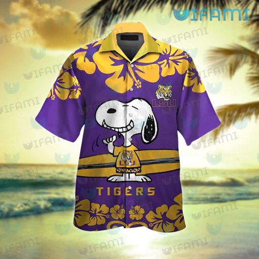 LSU Hawaiian Shirt Snoopy Smile Surfboard LSU Gift