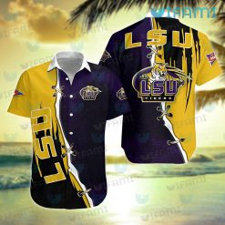 LSU Hawaiian Shirt Stitches Grunge Pattern LSU Gift