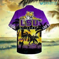 LSU Hawaiian Shirt Sunset Summer Beach LSU Present Back