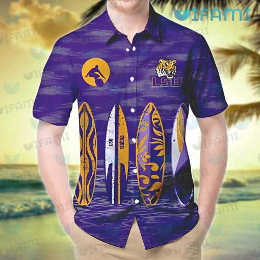 LSU Hawaiian Shirt Surfboard Summer Beach LSU Gift