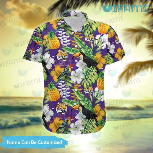 LSU Hawaiian Shirt Toucan Rosella Pineapple Custom LSU Gift