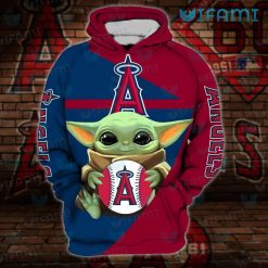 Los Angeles Angels Hoodie 3D Baby Yoda Hold Logo LA Angels Gift