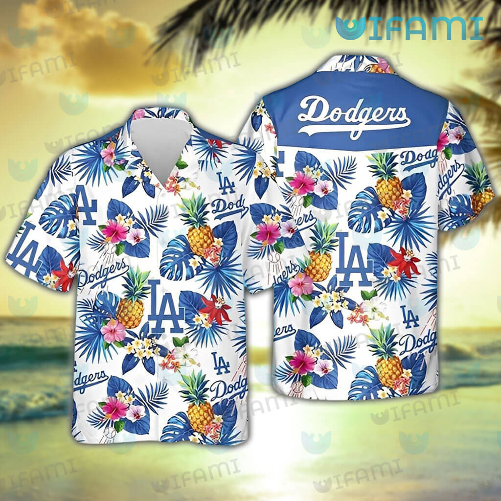Dodgers Hawaiian Shirt Flower Pattern Los Angeles Dodgers Gift