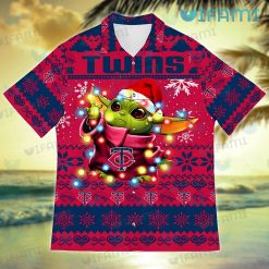 MN Twins Hawaiian Shirt Baby Yoda Lights Christmas Design Minnesota Twins Present