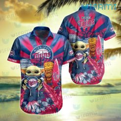 MN Twins Hawaiian Shirt Baby Yoda Tiki Mask Minnesota Twins Gift