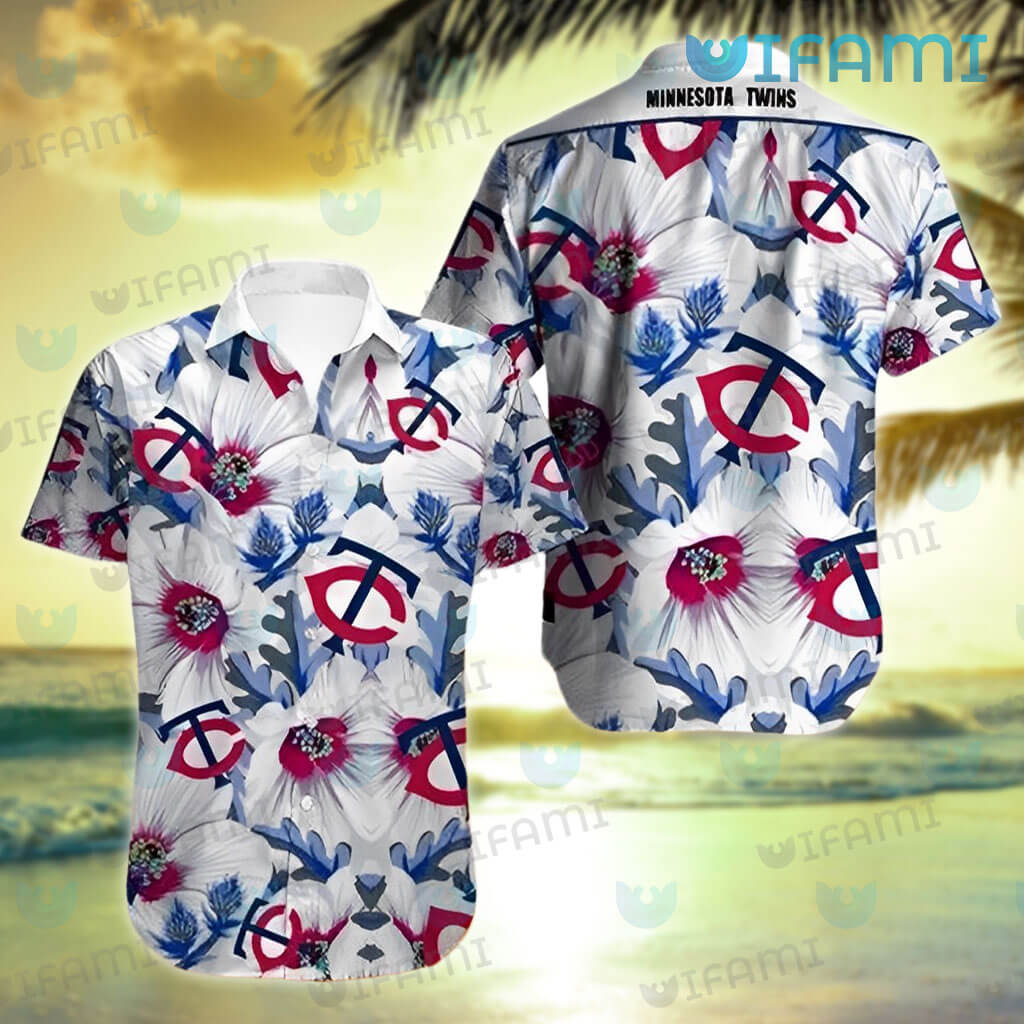 MN Twins Hawaiian Shirt Big Flower Pattern Minnesota Twins Gift