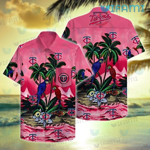 MN Twins Hawaiian Shirt Parrot Couple Tropical Summer Minnesota Twins Gift