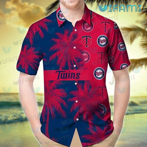 MN Twins Hawaiian Shirt Red Coconut Tree Logo Minnesota Twins Gift