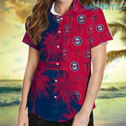 MN Twins Hawaiian Shirt Red Coconut Tree Logo Minnesota Twins Present For Fans