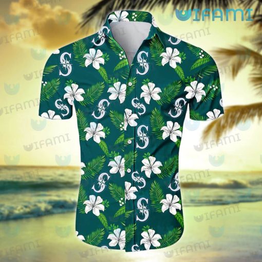 Mariners Hawaiian Shirt Hibiscus Palm Leaf Seattle Mariners Gift