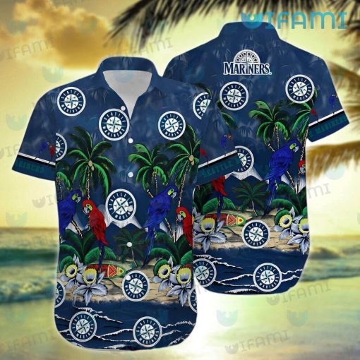 Mariners Hawaiian Shirt Parrot Couple Tropical Beach Seattle Mariners Gift