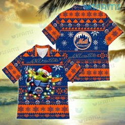 Mets Hawaiian Shirt Baby Yoda Christmas Lights New York Mets Gift