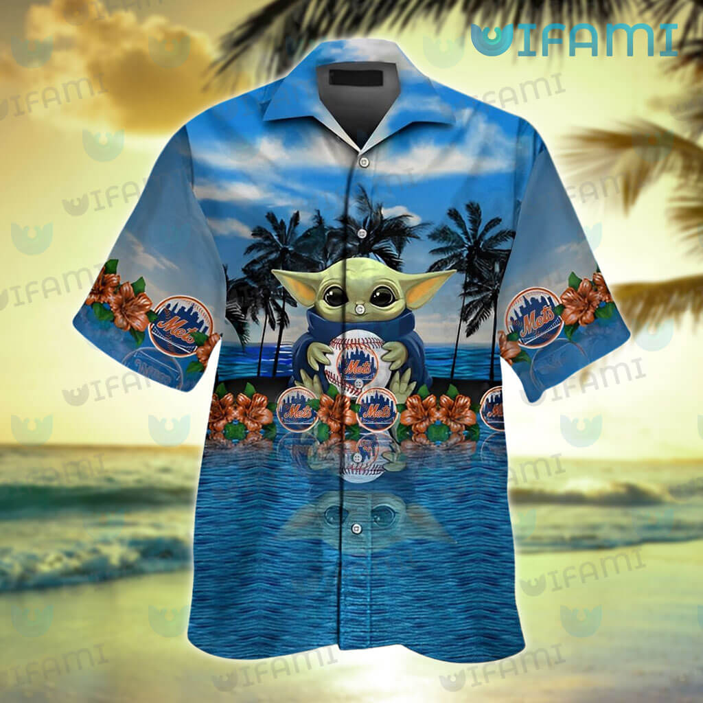 Mets Logo Blue Hawaiian Shirt, Mets Hawaiian Shirt