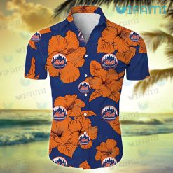Mets Hawaiian Shirt Big Orange Hibiscus New York Mets Gift