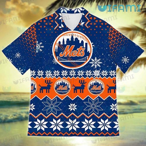 Mets Hawaiian Shirt Christmas Triangle Pattern New York Mets Gift