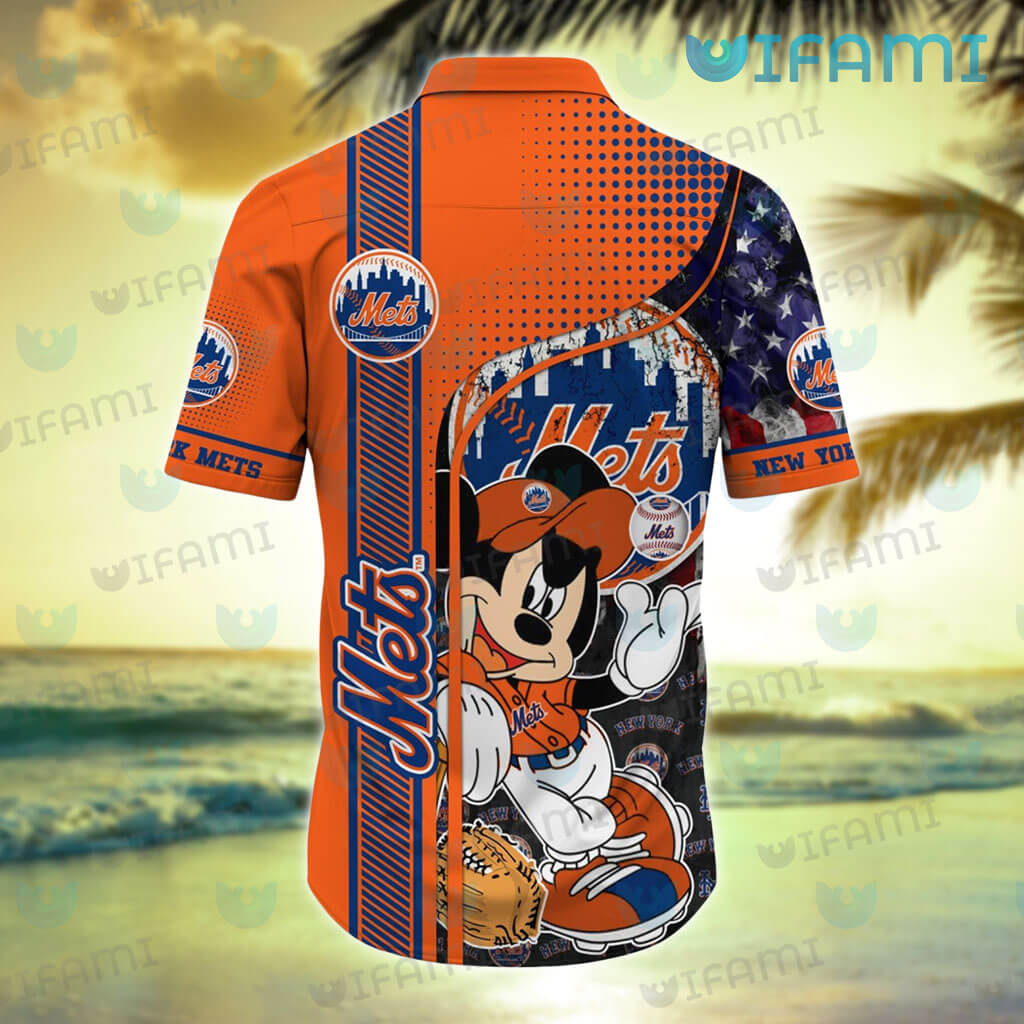 New York Mets American 3D All Over Print Flag Hawaiian Shirt For