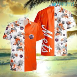 Mets Hawaiian Shirt Orange Hibiscus Tropical Leaves New York Mets Present