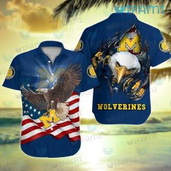Michigan Hawaiian Shirt Eagle USA Flag Ripped Michigan Wolverines Gift