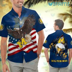 Michigan Hawaiian Shirt Eagle USA Flag Ripped Michigan Wolverines Present
