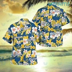 Michigan Hawaiian Shirt Flower Tropical Leaves Michigan Wolverines Gift