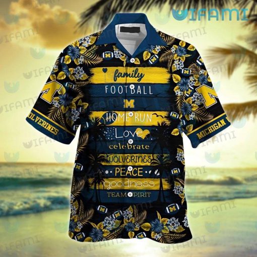 Michigan Hawaiian Shirt Football Love Peace Michigan Wolverines Gift